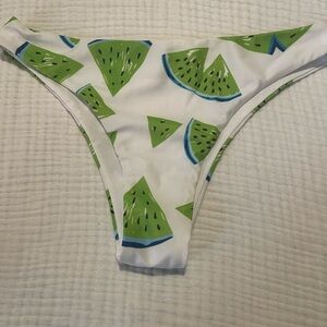 White Bikini Top and Bottom with Green Watermelon Print